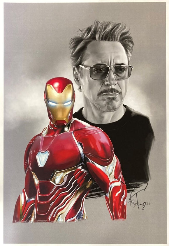 Robert Downey Jr 13x19 Ironman Lithograph Signed by Tony Santiago - Sports Integrity