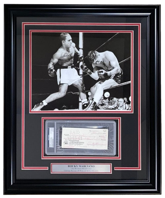 Rocky Marciano Boxing Signed Framed Slabbed Bank Check 12/6/1961 PSA/DNA - Sports Integrity