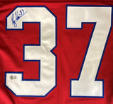 Rodney Harrison New England Signed Red Football Jersey BAS - Sports Integrity