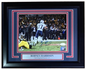 Rodney Harrison Signed Framed 8x10 New England Patriots Photo JSA - Sports Integrity