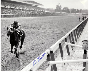 Ron Turcotte Signed 16x20 Secretariat 1973 Belmont Stakes Photo JSA - Sports Integrity