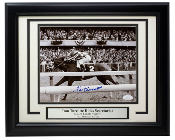 Ron Turcotte Signed Framed 8x10 1973 Belmont Stakes Horse Racing Photo JSA ITP - Sports Integrity