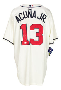 Ronald Acuna Jr. Signed Atlanta Braves Cream Nike Baseball Jersey JSA - Sports Integrity