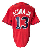 Ronald Acuna Jr Signed Custom Red Pro - Style Baseball Jersey BAS ITP - Sports Integrity