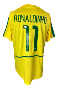 Ronaldinho Signed Brazil Nike Soccer Jersey R10 Inscribed BAS - Sports Integrity