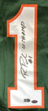 Roscoe Parrish Miami Signed Green Football Jersey 01 Champ Sports Integrity - Sports Integrity