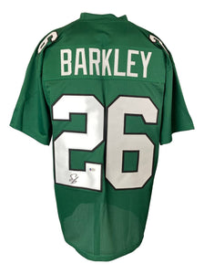 Saquon Barkley Philadelphia Signed Kelly Green Football Jersey Rookie Era BAS