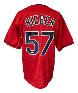 Shane Bieber Cleveland Signed Red Baseball Jersey JSA - Sports Integrity