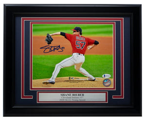 Shane Bieber Signed Framed 8x10 Cleveland Indians Pitch Photo BAS ITP - Sports Integrity