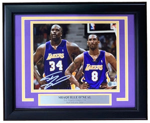 Shaquille O'Neal Signed Framed 8x10 Los Angeles Lakers Photo w/ Kobe Bryant BAS - Sports Integrity