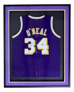 Shaquille O'Neal Los Angeles Signed Framed Purple Basketball Jersey BAS ITP - Sports Integrity