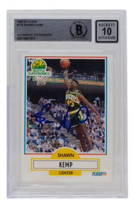 Shawn Kemp Signed 1990 Fleer #178 Seattle Supersonics Basketball BAS Auto 10 - Sports Integrity