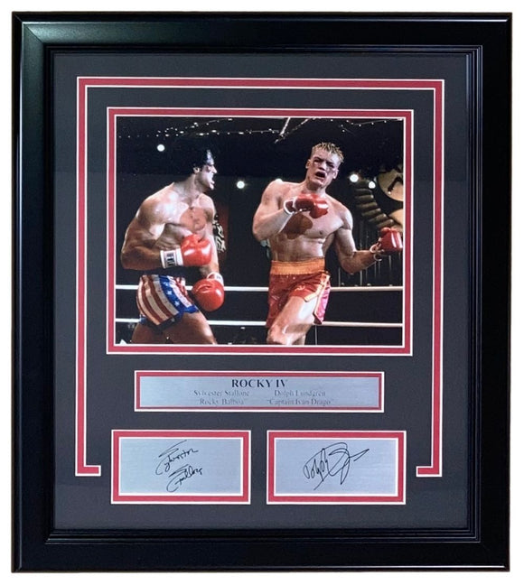 Stallone Lundgren Framed 8x10 Rocky vs Drago Photo w/ Laser Engraved Signatures - Sports Integrity