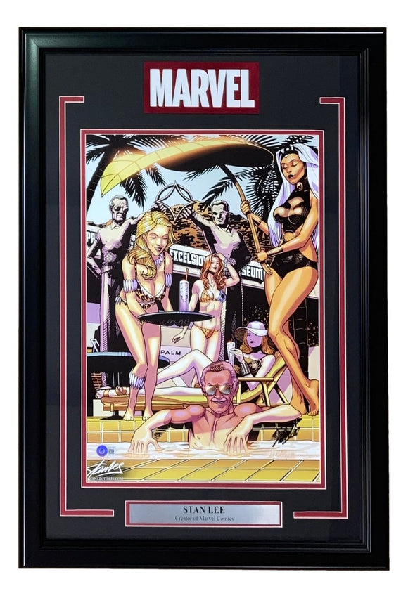 Stan Lee Signed Framed 13x19 JJ Kirby Photo BAS LOA