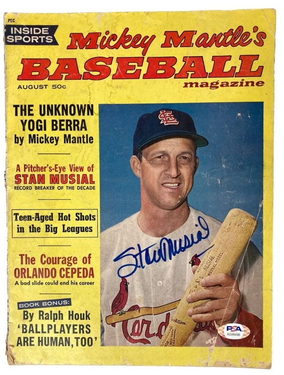 Stan Musial St. Louis Cardinals Signed 1962 Mickey Mantle Baseball Magazine PSA - Sports Integrity