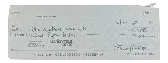 Stan Musial St. Louis Cardinals Signed Bank Check #1861 BAS - Sports Integrity