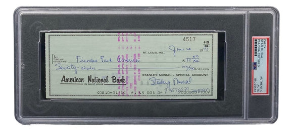 Stan Musial St. Louis Cardinals Signed Bank Check PSA/DNA 85025564 - Sports Integrity