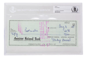 Stan Musial Signed St. Louis Cardinals Bank Check #4542 BGS - Sports Integrity