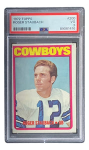 Roger Staubach Slabbed 1972 Topps #200 Cowboys Rookie Trading Card PSA VG 3 - Sports Integrity