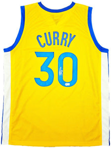 Stephen Curry Golden State Signed Yellow Basketball Jersey BAS LOA - Sports Integrity