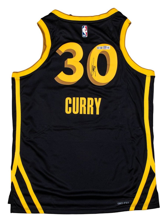 Stephen Curry Signed Warriors Nike Black City Edition Swingman Jersey BAS - Sports Integrity