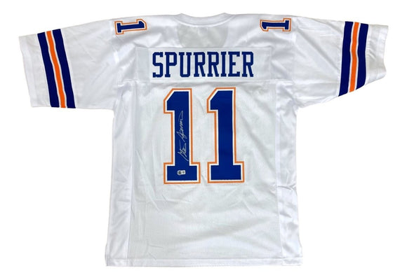 Steve Spurrier Florida Signed White Football Jersey BAS ITP - Sports Integrity