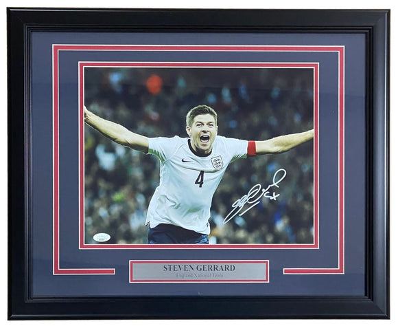 Steven Gerrard Signed Framed 11x14 England National Team Soccer Photo JSA - Sports Integrity