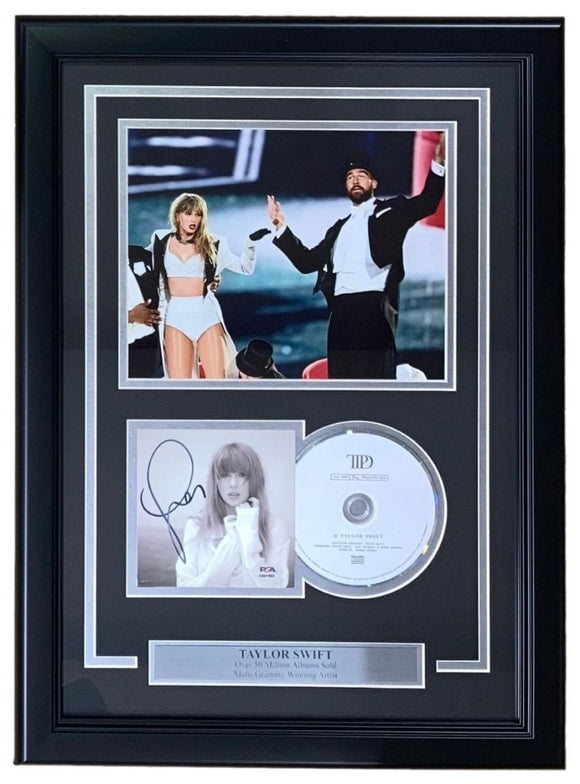 Taylor Swift Signed Framed TTPD CD Insert w/ 8x10 Travis Kelce Photo PSA/DNA - Sports Integrity