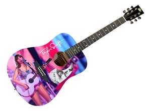 Taylor Swift Signed 41" Eras Pink Graphic Acoustic Guitar 2 JSA - Sports Integrity