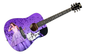 Taylor Swift Signed 41" Purple Eras Graphic Acoustic Guitar JSA - Sports Integrity