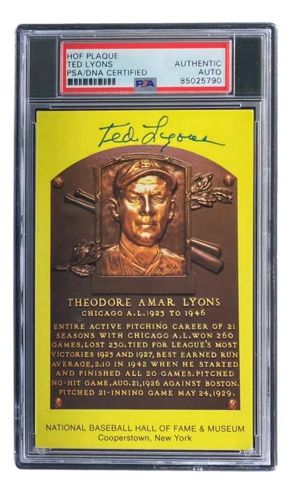 Ted Lyons Signed 4x6 Chicago White Sox HOF Plaque Card PSA/DNA 85025790 - Sports Integrity