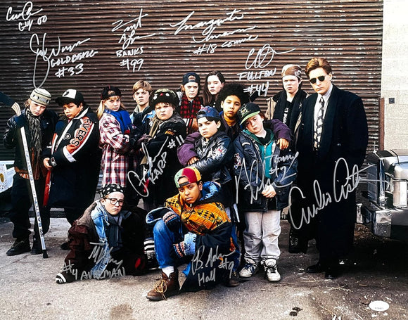 The Mighty Ducks Multi Signed 16x20 Cast Photo w/ Estevez 10 Signatures JSA - Sports Integrity