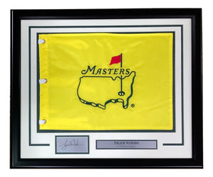 Tiger Woods Framed Undated Masters Flag w/ Laser Engraved Signature