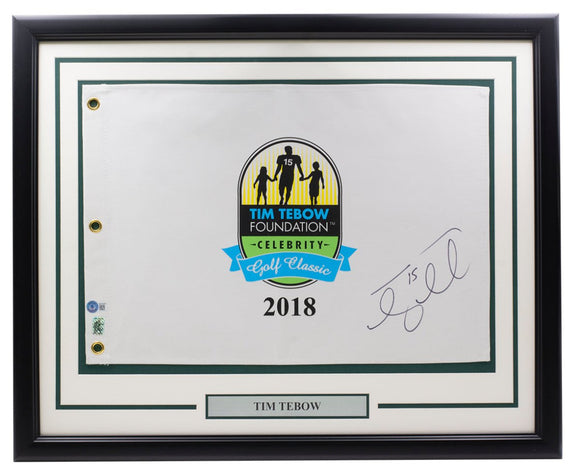 Tim Tebow Signed Framed Tebow Foundation Golf Classic Golf Flag BAS 488 - Sports Integrity