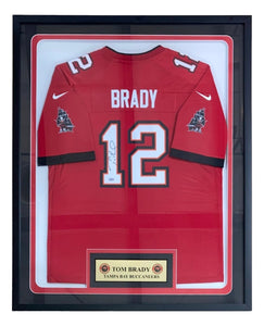 Tom Brady Signed Framed Tampa Bay Buccaneers Nike Game Replica Jersey Fanatics - Sports Integrity