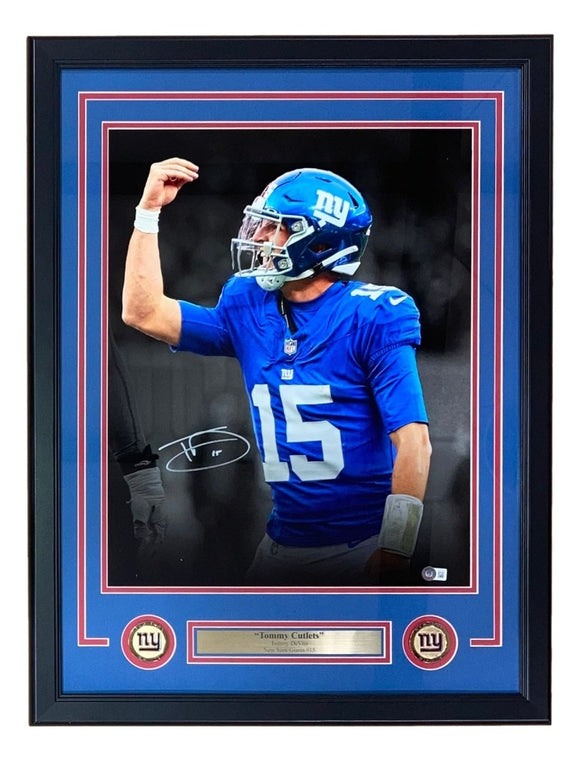 Tommy Devito Signed Framed 16x20 New York Giants Italian Hand Photo BAS ITP - Sports Integrity