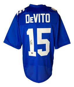 Tommy Devito New York Signed Blue Football Jersey BAS ITP - Sports Integrity