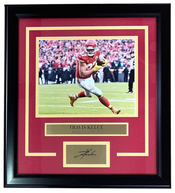 Travis Kelce Framed 8x10 Kansas City Chiefs Photo w/ Laser Engraved Signature - Sports Integrity