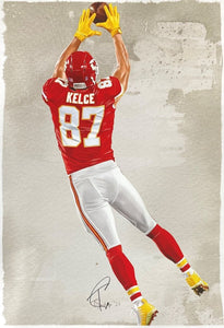 Travis Kelce 13x19 Kansas City Chiefs Lithograph Signed by Tony Santiago - Sports Integrity