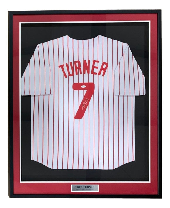 Trea Turner Philadelphia Signed Framed White Pinstripe Baseball Jersey JSA - Sports Integrity