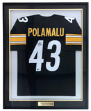 Troy Polamalu Pittsburgh Signed Framed Custom Black Football Jersey BAS ITP - Sports Integrity