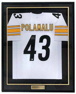 Troy Polamalu Pittsburgh Signed Framed Custom White Football Jersey BAS ITP - Sports Integrity