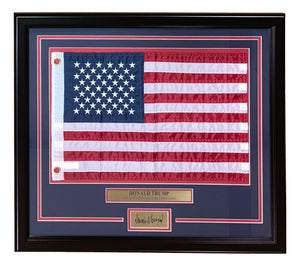 President Donald Trump Framed American Flag w/ Laser Engrave Signature