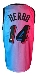 Tyler Herro Miami Signed Pink/Blue Basketball Jersey JSA - Sports Integrity