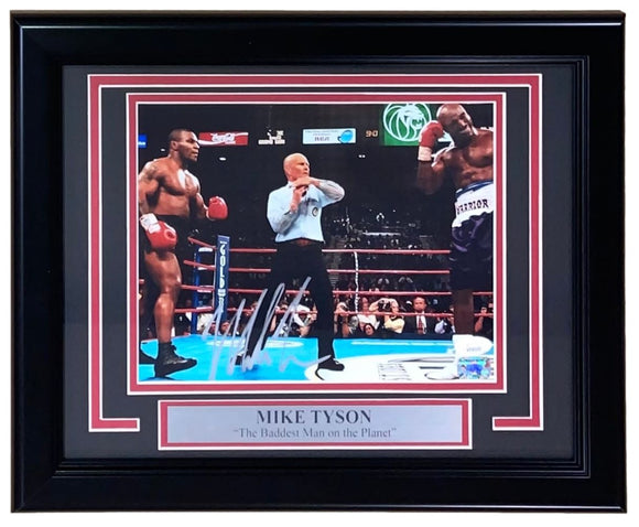 Mike Tyson Signed Framed 8x10 Evander Holyfield Ear Bite Photo JSA - Sports Integrity