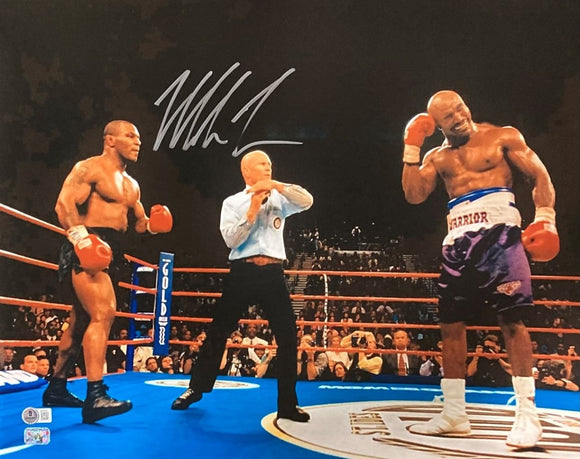 Mike Tyson Signed 16x20 Evander Holyfield Ear Bite Fight Photo BAS - Sports Integrity