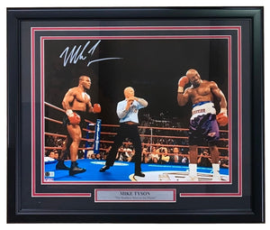 Mike Tyson Signed Framed 16x20 Evander Holyfield Ear Bite Fight Photo BAS - Sports Integrity