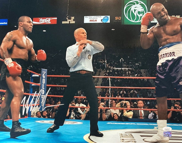 Mike Tyson Signed 16x20 Evander Holyfield Ear Bite Fight Photo 2 JSA - Sports Integrity