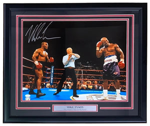 Mike Tyson Signed Framed 16x20 Evander Holyfield Ear Bite Fight Photo JSA - Sports Integrity