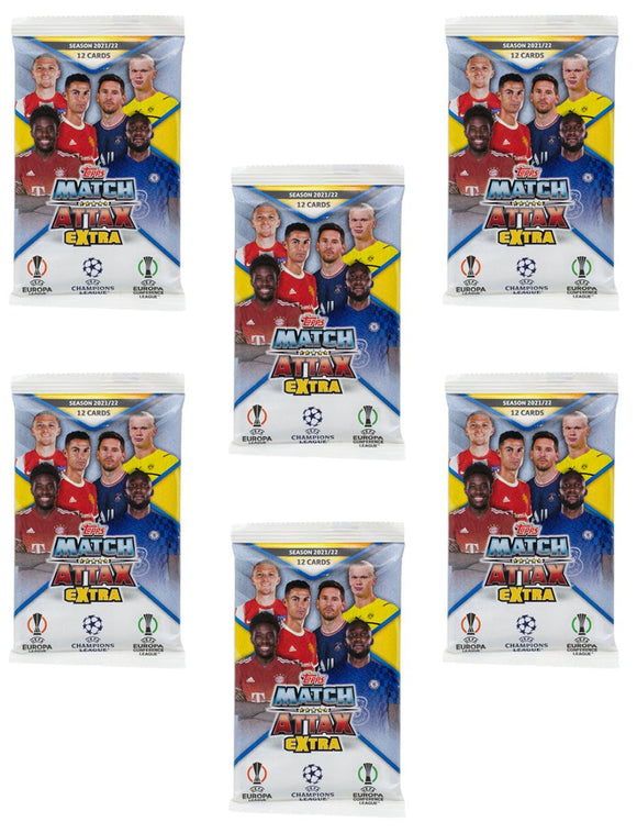 Lot of (6) UEFA Match Attax Extra 2021/22 Soccer Trading Card Retail Packs - Sports Integrity